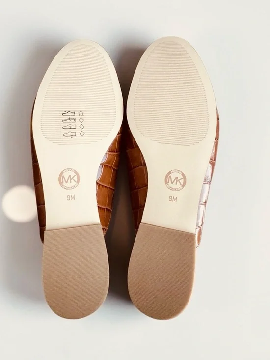 Michael Kors Charlton Croc-Embossed Leather Mules with Gold Hardware🤎💛 - Picture 4 of 5